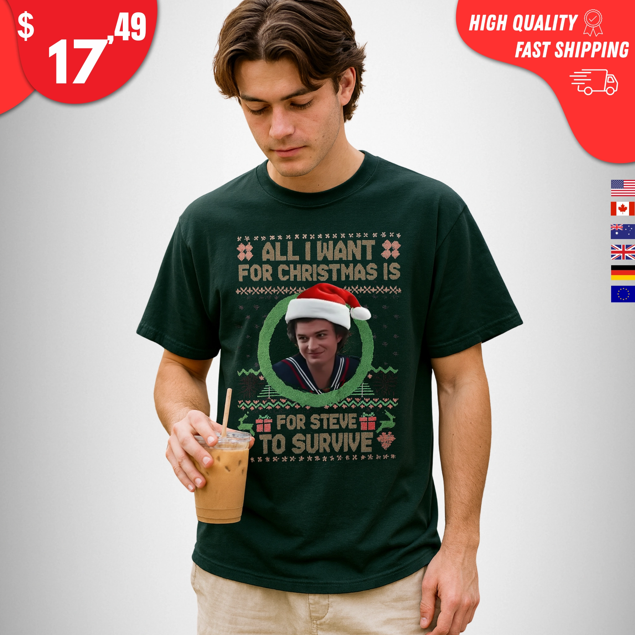All I Want For Christmas Is Steve To Survive Shirt
