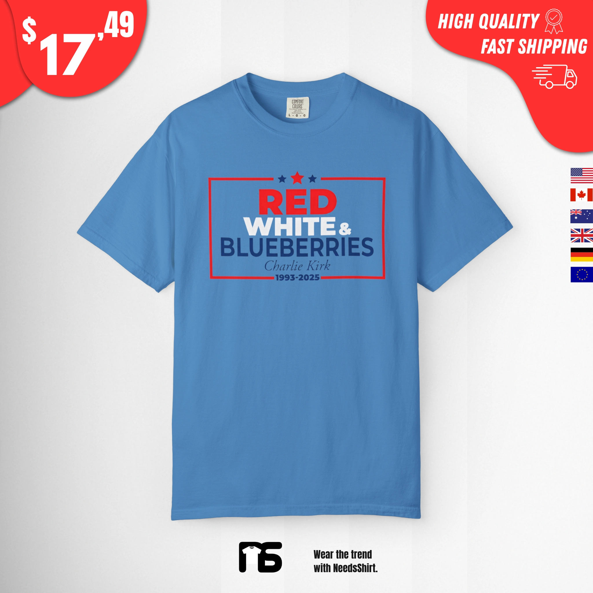 Red White and Blueberries Charlie Kirk T-Shirt